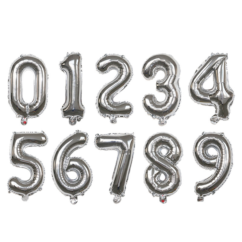 16インチ美版数字0-9アルミ膜風船子供誕生日パーティー卸売り赤ちゃん百日多色アルミ膜風船|undefined