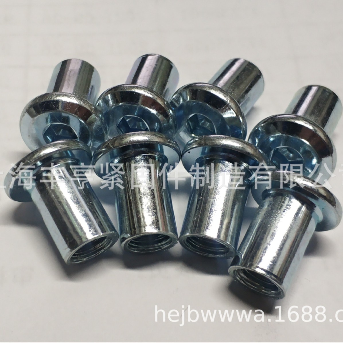 蓝白锌内六角夹板螺母 内六角对接螺母 桌椅儿童家具链接螺母