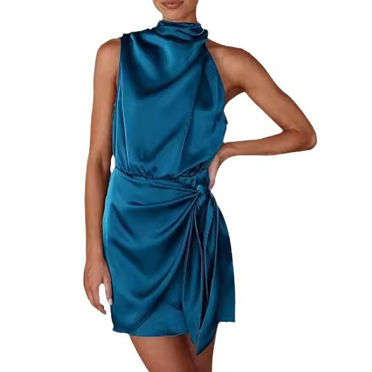 Spring short summer dress, skirt sleevless, fitted brace, 2024 years 5
