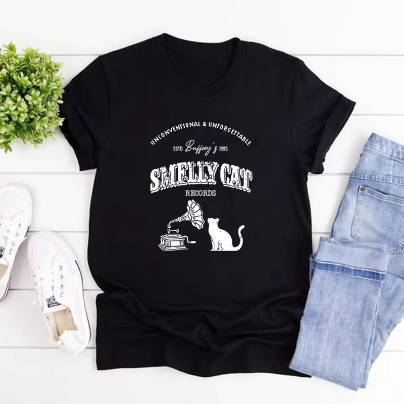 Retro Cat T-Shirt TV Show Inspired Shirt 90s TV Show T-Shirt Friends Series Short Sleeve Women's T-Shirt Retro Cat T-Shirt TV Show Inspired Shirt 90s TV Show T-Shirt Friends Series Short Sleeve Women's T-Shirt