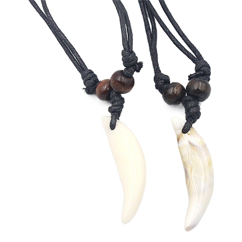 Cross-border hot-selling imitation spike necklace personality acrylic shell satyr dog tooth necklace jewelry wholesale
