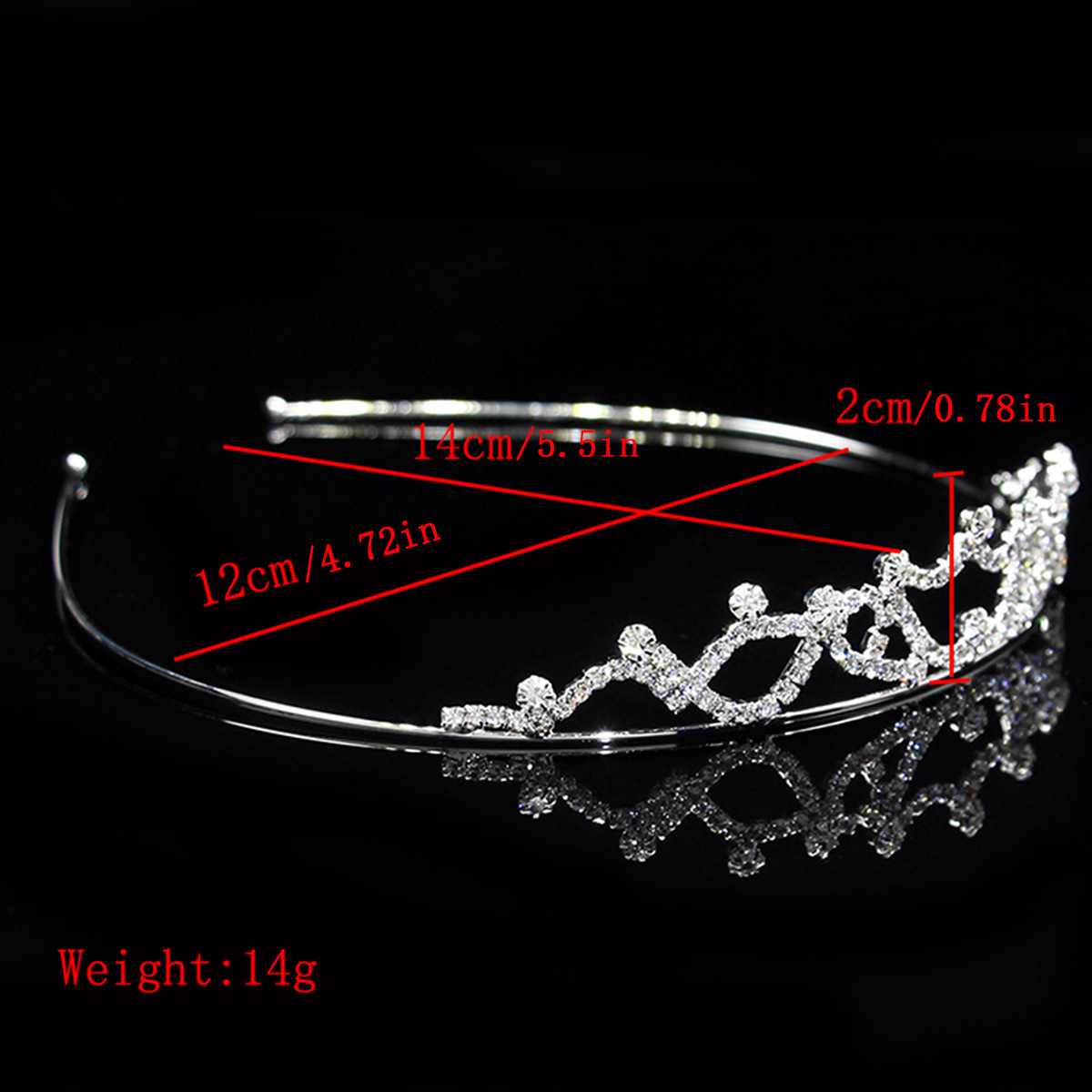 100g Weight Hair Band Hair Accessories Type 1 Piece Quantity Wedding, Banquet Occasion Rhinestone Material Crown Pattern Women's Gender Glam, Bridal Style Women's Glam Bridal Crown Rhinestone Hair Band 18