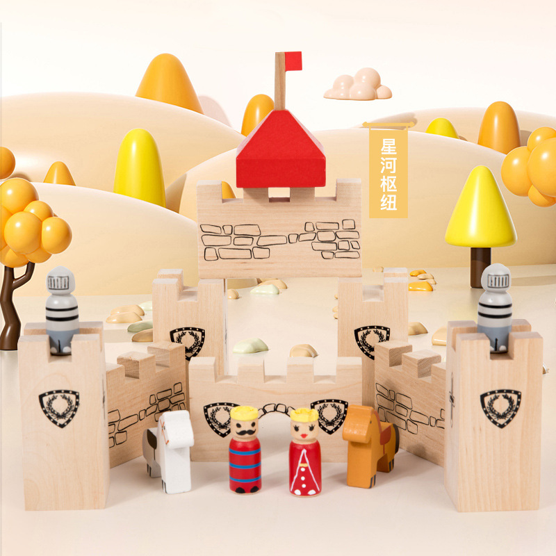 Juegos de mesa de bolsillo castillo despacho de aduanas para niños puzzle lógica de pensamiento orientación espacio soldado guardia juguetes de madera