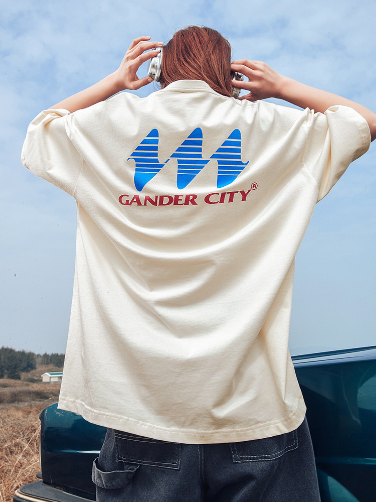 Damska odzież T-shirt z nadrukiem z krótkim rękawem Męska w tym samym stylu Letnia luźna modna marka T-shirt Q_voghion.com