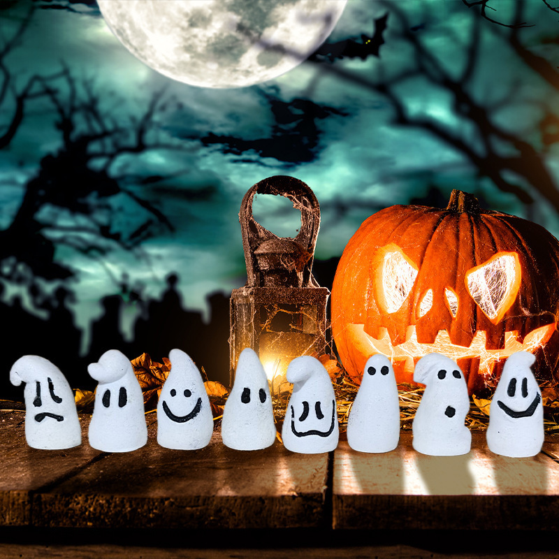 新作クリエイティブ蛍光ホワイトゴースト置物ハロウィンシーンパーティー装飾樹脂工芸家庭装飾品|undefined