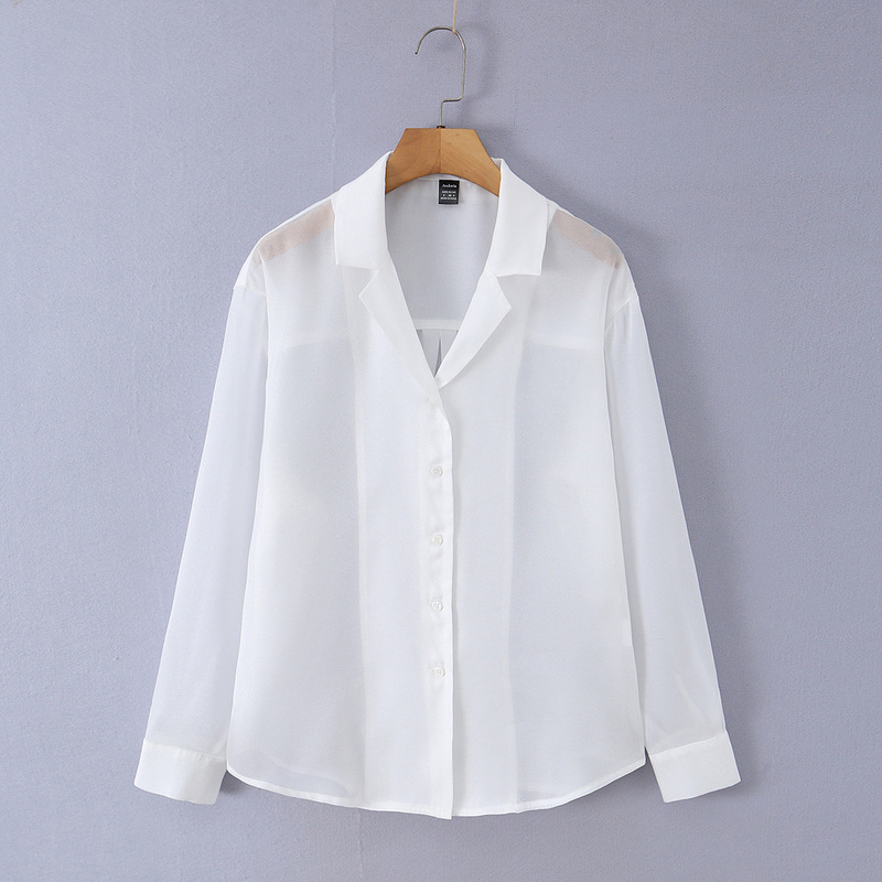 Aliexpress Cross-Border 2026 Spring European and American Women's Fashion White Long-Sleeve Metallic Shiny Shirt 26906 Aliexpress Cross-Border 2026 Spring European and American Women's Fashion White Long-Sleeve Metallic Shiny Shirt 26906