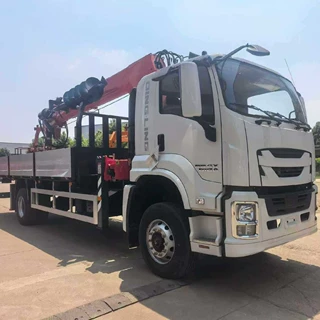 庆铃五十铃单桥8吨程力随车吊 ISUZU10吨随车起重机带2.5米钻杆