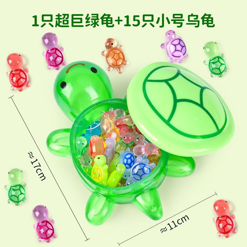 Tapa abierta 17cm Big Mac luminosa gran tortuga cara a cara caja de almacenamiento de juguete luminosa pequeña tortuga muñeca bolsa ciega