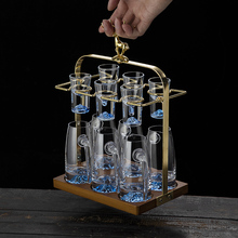 家用创意蓝山分酒器水晶玻璃轻奢白酒杯一口杯酒具套装带刻度