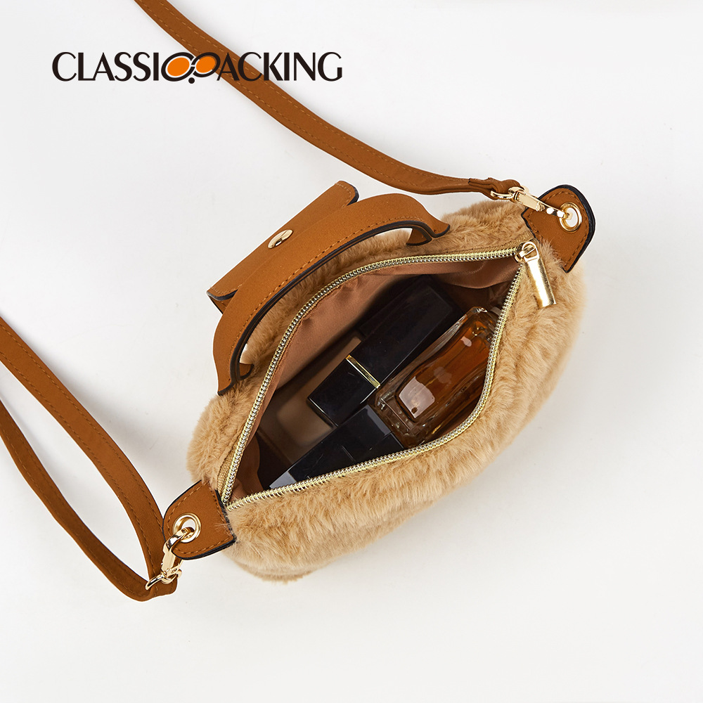 Bolso de cordero de otoño e invierno mini bolso de piel portátil nuevo bolso de bola de masa de mensajero de un solo hombro para mujer