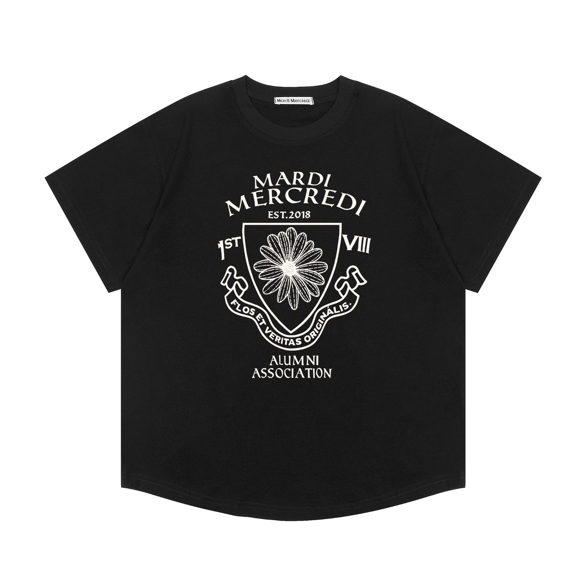現物韓国潮牌Mardi半袖女性25夏新作デイジープリント丸襟純綿上着tシャツ代発