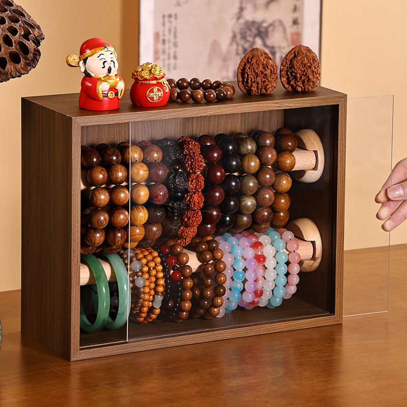 Solid Wood Jewelry Storage Box Bracelet Bracelet Display Box Walnut Large Capacity Dustproof Jewelry Storage Box with Lid