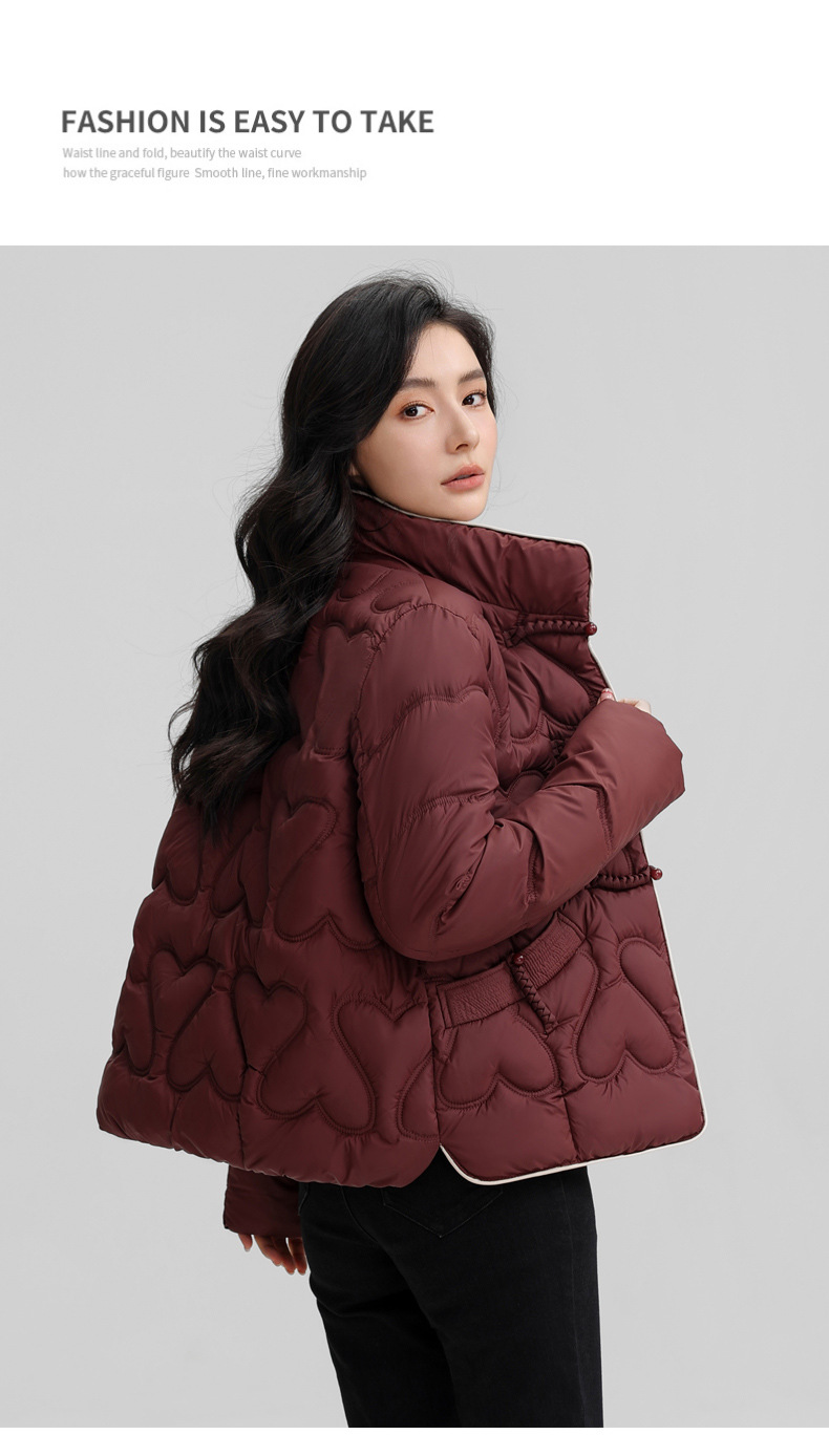 New Chinese style 2024 winter retro button down short fashion stand collar lightweight women's cotton Down jacket_voghion.com