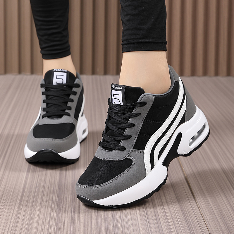 Zapatillas deportivas de plataforma de malla de talla grande para mujer, con aumento de altura de 8 cm, suela gruesa con amortiguación de aire, calzado deportivo informal para personas pequeñas, venta al por mayor transfronteriza.