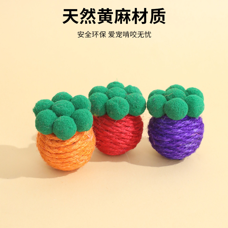 Colorido sonido de yute gato juguete Polygonum multiflorum Lollipop de fisal Bell mordedura resistente molienda garra juguete para mascotas al por mayor
