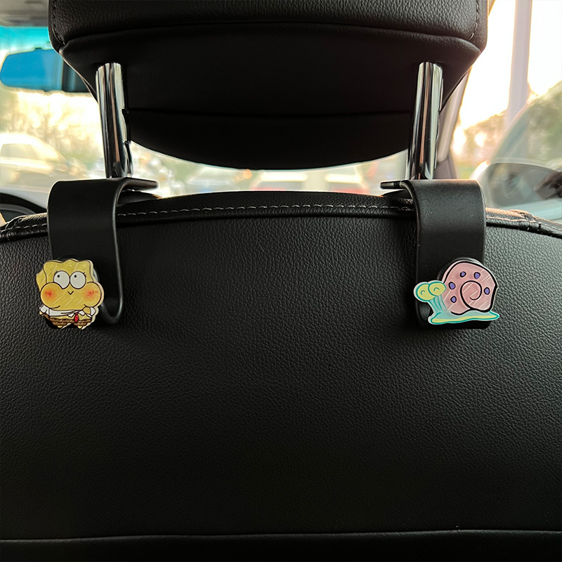 Gancho de coche, gancho trasero del asiento trasero, suministros de coche, soporte de carga, lindo Bob Esponja, dibujos animados