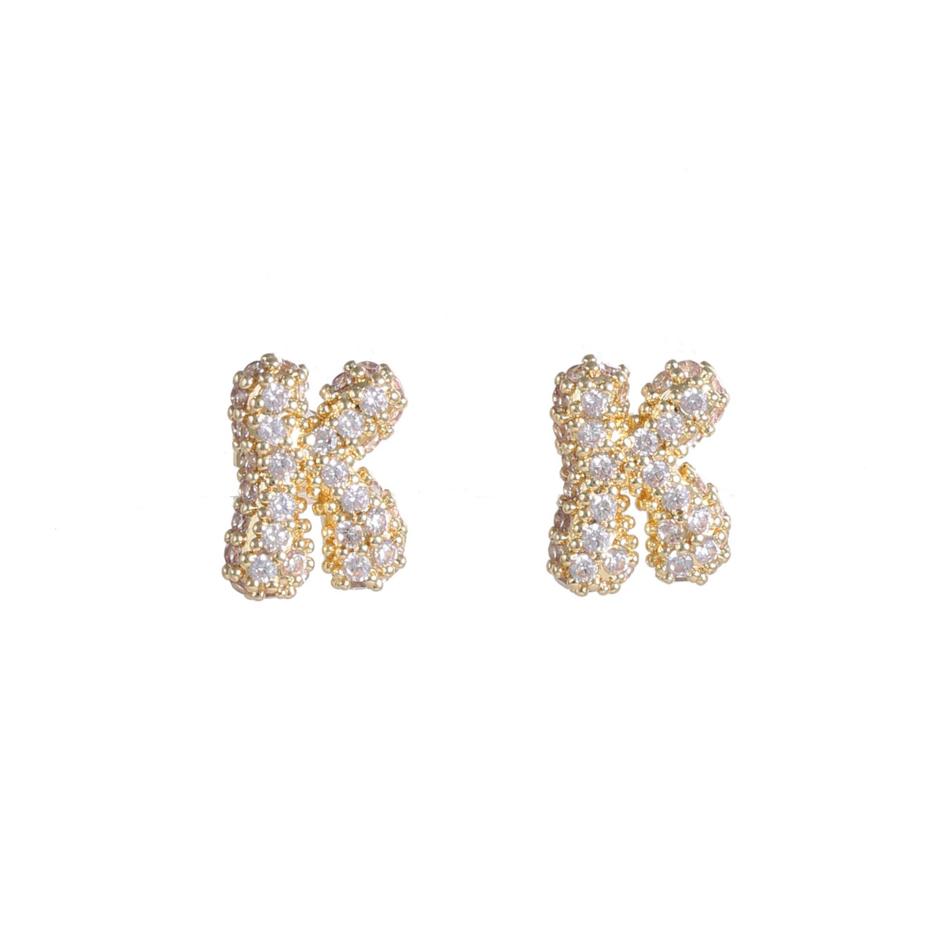 6g Weight Copper Ear Needle Material Ear Studs Classification 1 Pair Quantity Daily Occasion Copper Material Letter Pattern All Seasons Season Women's Gender Plating Design Classic Style Style 1 Pair Classic Style Letter Plating Copper Ear Studs 16