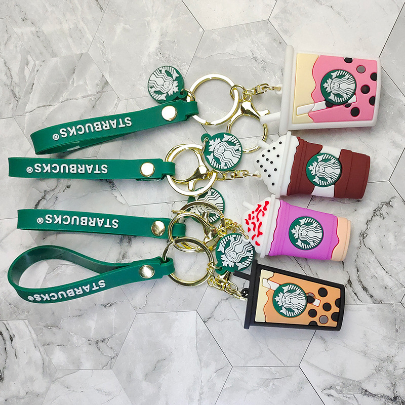 Starbucks milk tea keychain small gift pendant car keychain doll schoolbag pendant small commodity jewelry wholesale Starbucks milk tea keychain small gift pendant car keychain doll schoolbag pendant small commodity jewelry wholesale