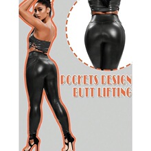 G 30543 PU Leather Pants Women Stretchy Leggings ���浯Ƥ��