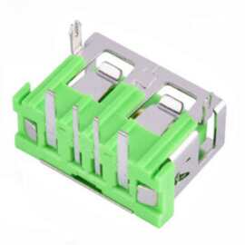 USB母座 短体10.0 大电流 卧式 90° 前脚插 后脚插 6.3/6.8 绿色