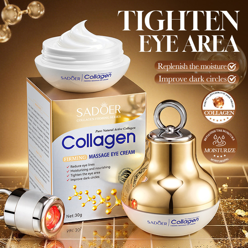 Full English SADOER Collagen Electric Massage Firming Eye Cream 30g, Reduces Fine Lines, Eliminates Puffiness and Dark Circles, Cross-Border Product