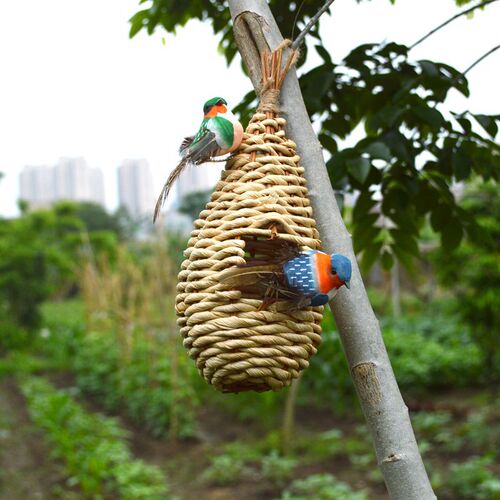 Factory Direct Sale Grass Woven Bird Nest Breeding Box for Coturnix Quail Bird Cage Pet Supplies Farmhouse Decor Birdhouse
