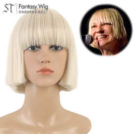 欧美女士金色bobwig短发头套齐刘海Sia短假发wigs synthetic hair