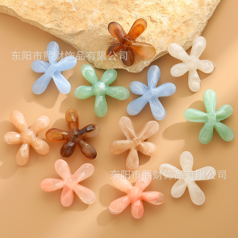 40x34孔3亚克力异形横孔花朵diy服装头饰编绳钥匙扣包挂饰品配件