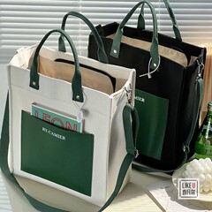 オリジナルの自家製チャックモデルの立体有型キャンバスバッグ学生弁当弁当箱バッグシンプルカジュアル手提げ斜め掛けバッグ