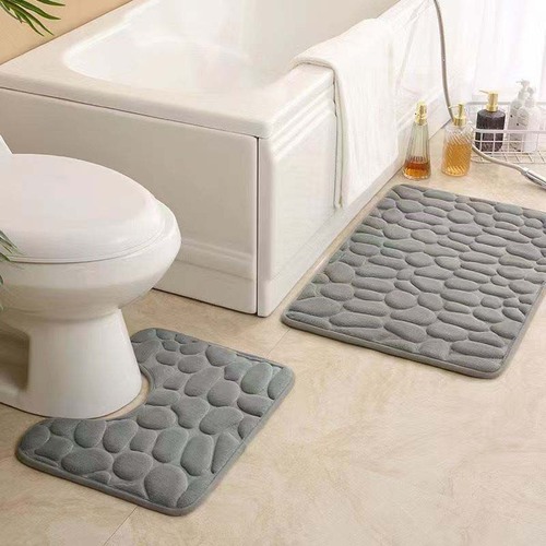 Small Stone Coral Fleece Bath Mat Solid Color Easy to Clean Bathroom Mat Bathroom Non-Slip Mat Overseas Trade Special Supply