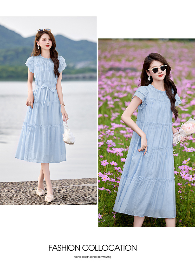 Váy liền suông midi che bụng thời trang hè 2025 dáng rộng khí chất LM6906 — Màu hồng, Màu trắng chi tiết 26