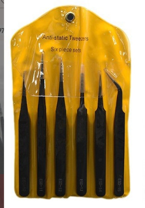 Pinzas de acero inoxidable para manualidades, pinzas puntiagudas para decoración de uñas, pestañas postizas, herramienta antiestática ESD-15 para bisutería.