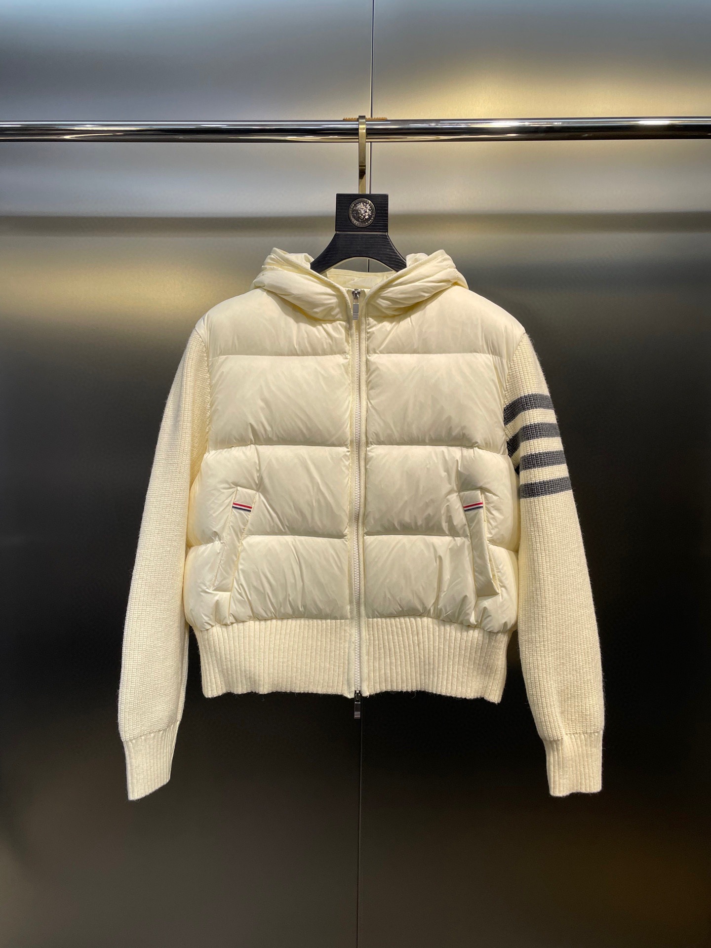 高版本高品质现货TB三色爆款新款女士连帽针织羽绒服外套时尚百搭