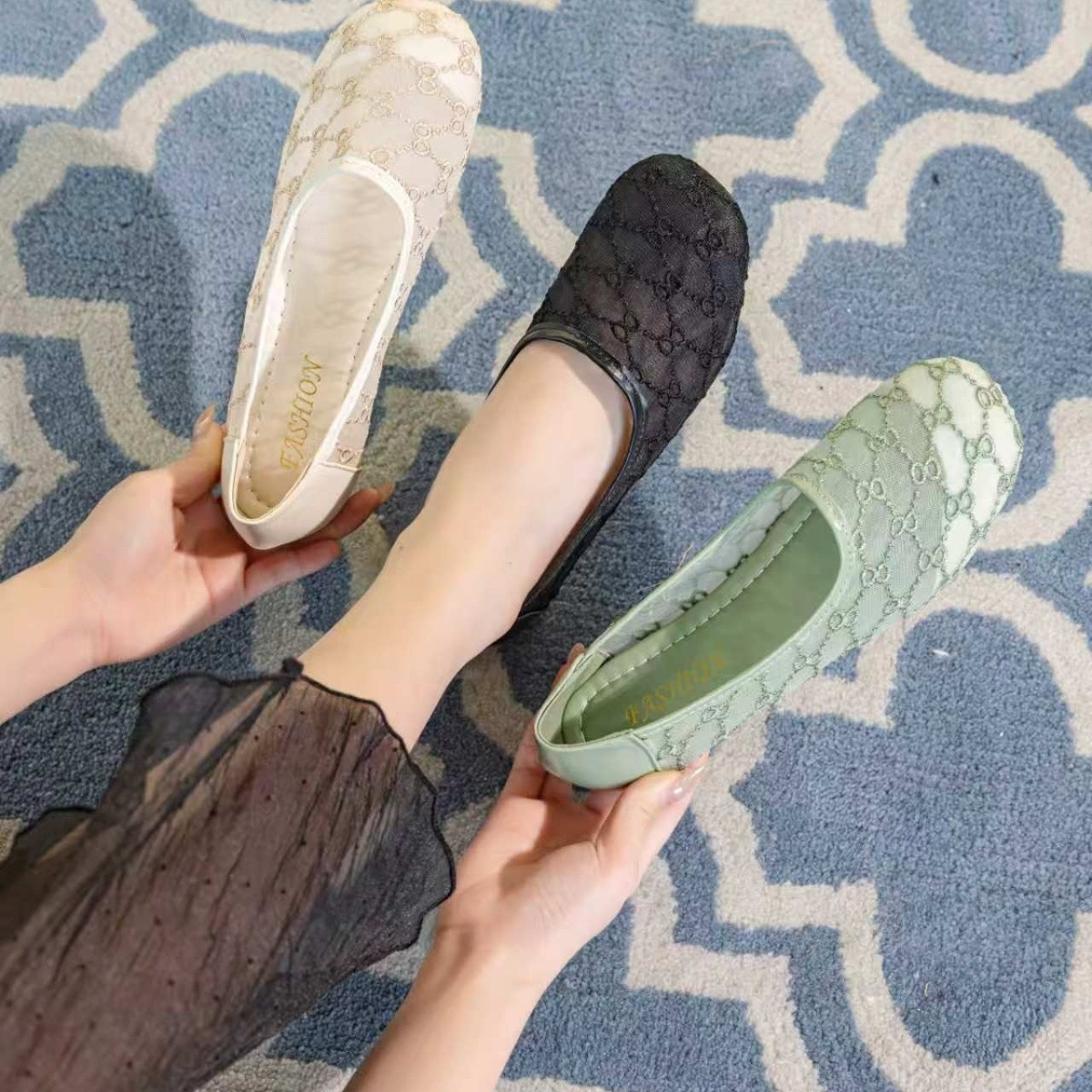 가벼운 메쉬 신발 미끄럼 방지 신상 봄여름 두부 신발 메쉬 신발 여성 어부 로퍼 슬립온 소프트 밑창