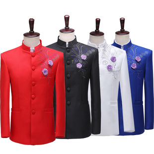 Zhongshan Suit Costume Men's Chorus Costume Men's Chinese Style Band Men's Collar Performance Stage Tang Suit