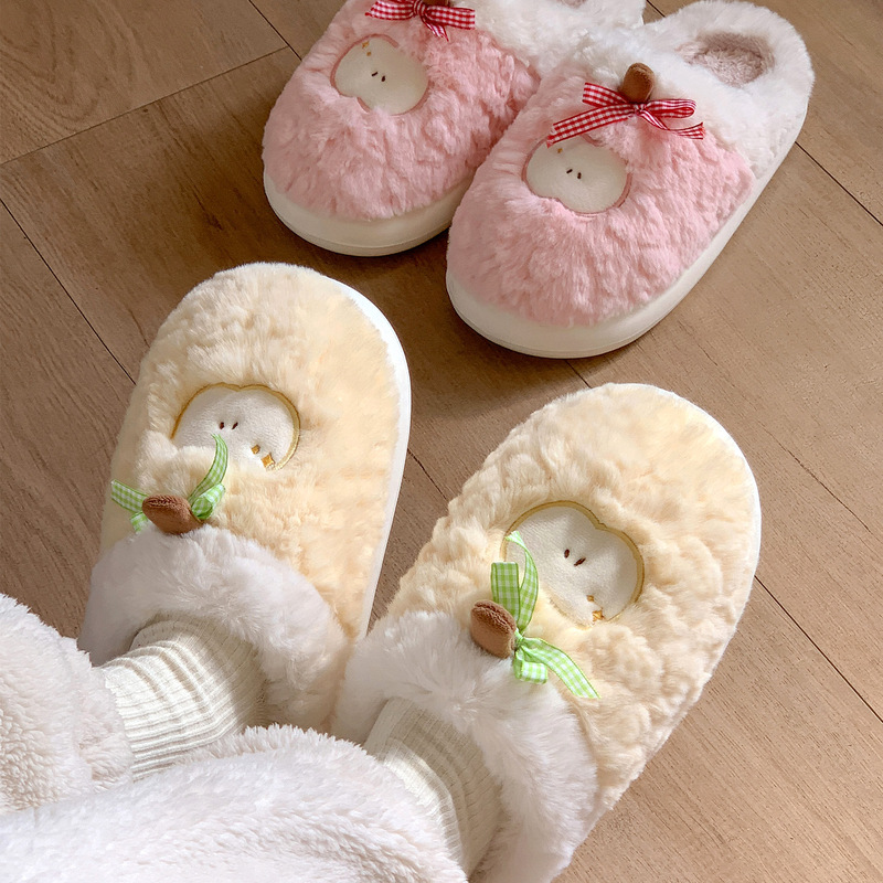可爱卡通棉拖鞋女款秋冬季2025新款室内居家情侣保暖毛绒拖鞋家用|undefined