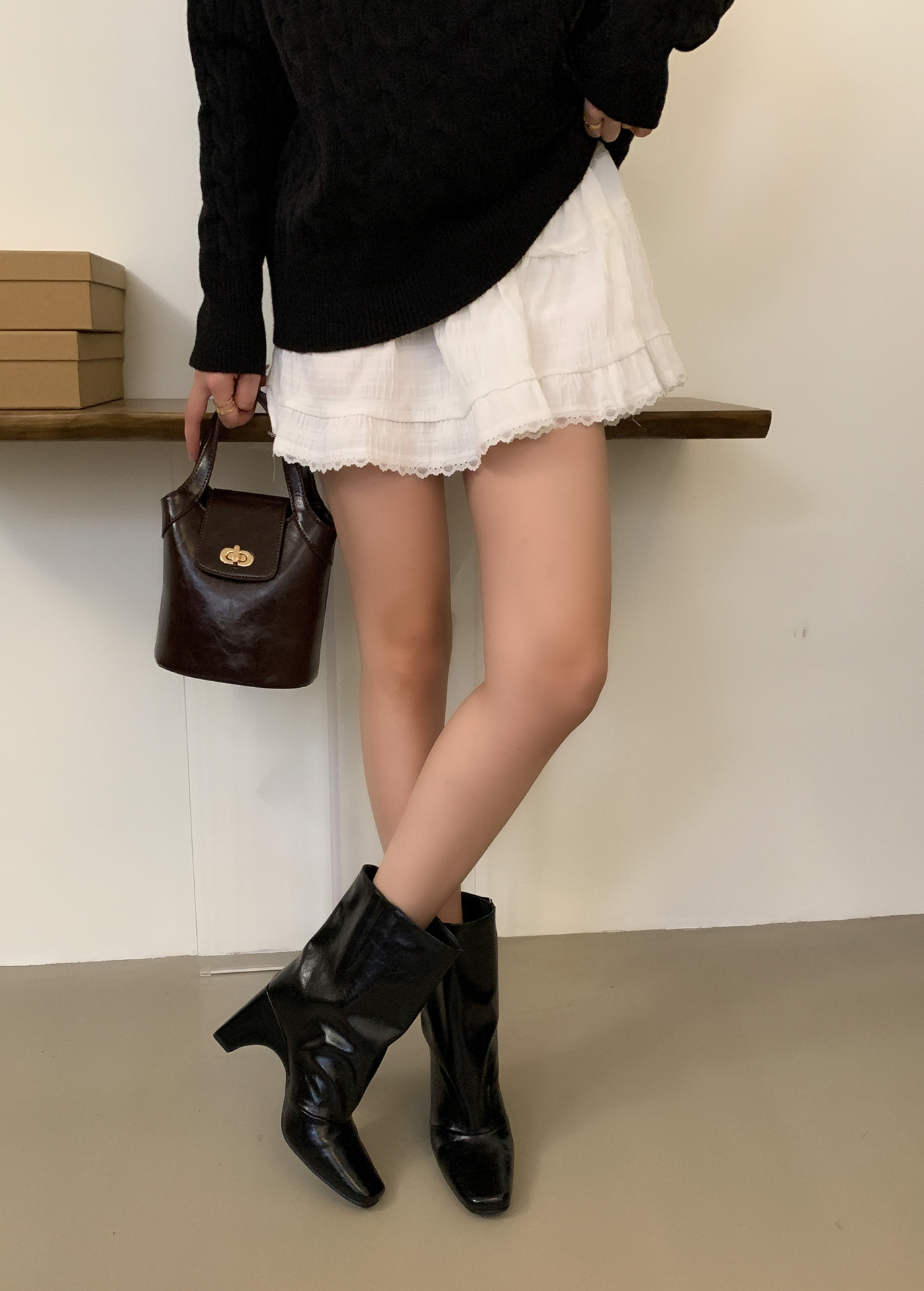 British-style Elastic High-end Touch 2025 Autumn And Winter New Short Thick-heeled High-heeled Slim-leg Women's Martin Boots_voghion.com