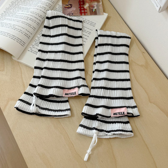Striped Candy Color Summer Sun Protection Ice Sleeve Ice Silk Loose plus size Adjustable Ice Sleeve UV Protection Outdoor Women