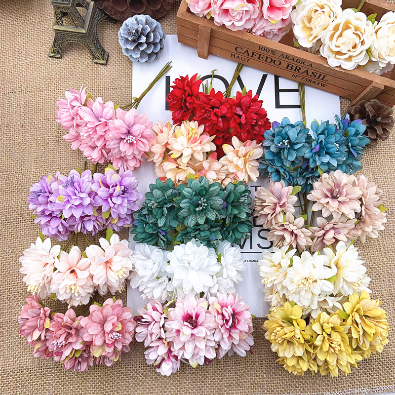 2023新款diy手工材料頭飾花朵花森系小花絹花 新彩康乃馨花環配件