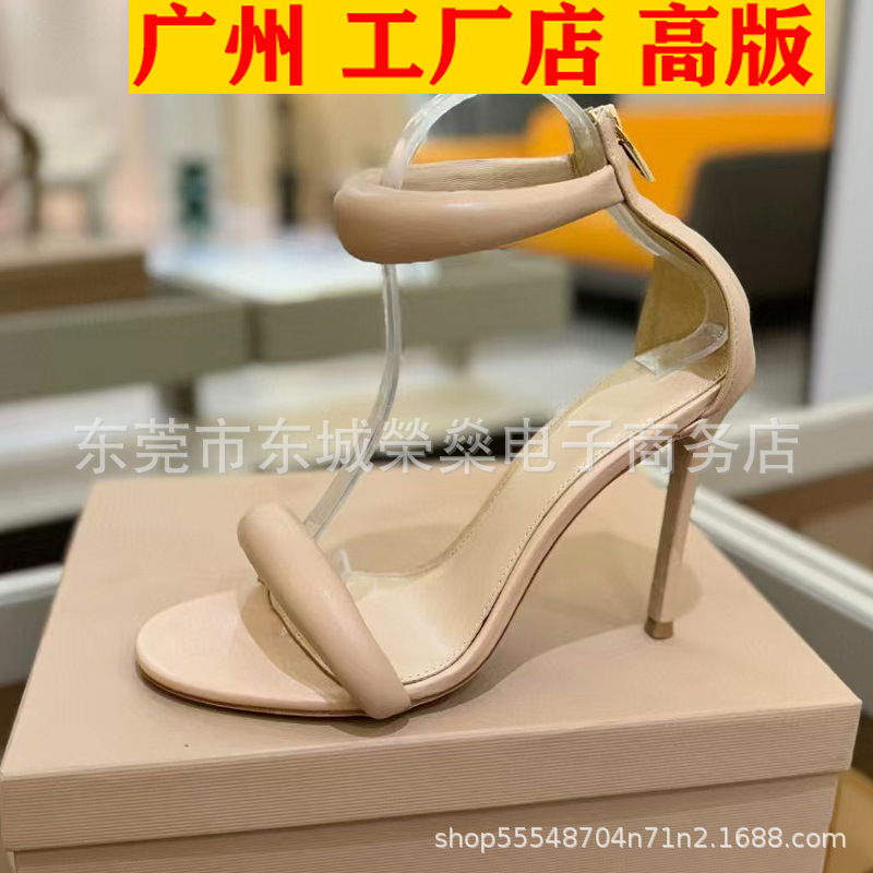 2025 Spring and Summer New Foreign Trade Women's Shoes Roman Style Strap Stiletto High Heels Sexy Open Toe Genuine Leather Sandals for Women