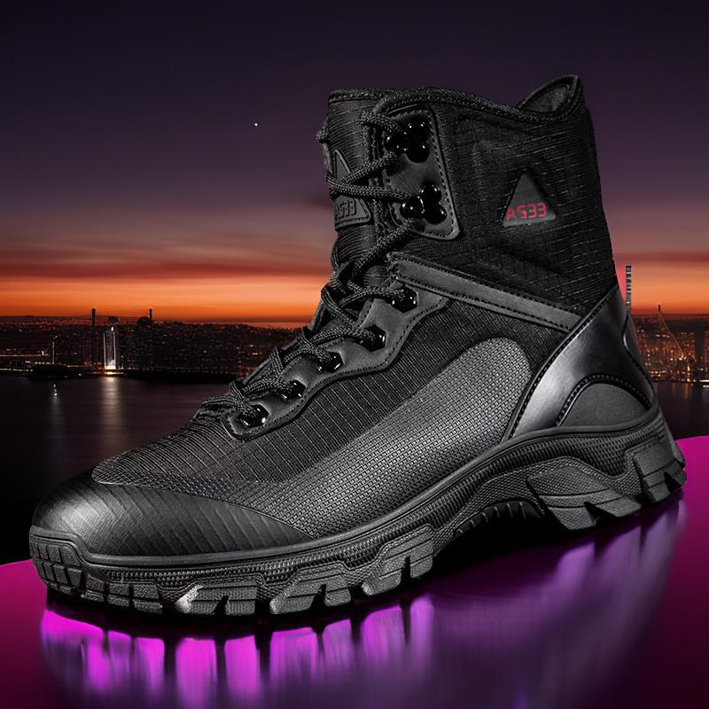 Botas de combate de venta directa de fábrica transfronterizas Botas tácticas resistentes al desgaste de la parte superior de la tela Botas de senderismo para deportes al aire libre Botas de senderismo para hombres