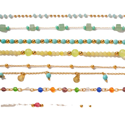 Euramerican cross-border niche beach versatile women minimalist bohemian colorful rice bead ankle chain bohemian-style ankle accessory