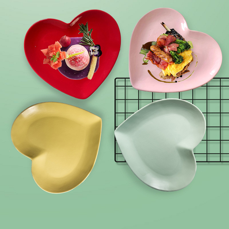 Plato de amor de alta apariencia hogar plato de postre horno microondas horno arroz al horno placa imprimible LOGO pareja vajilla