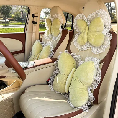 Headrest — Style Soft Cushion, Cute Lace - princess-style-butterfly-shape-green-1-headrest-1-lumbar-support-no-specifications