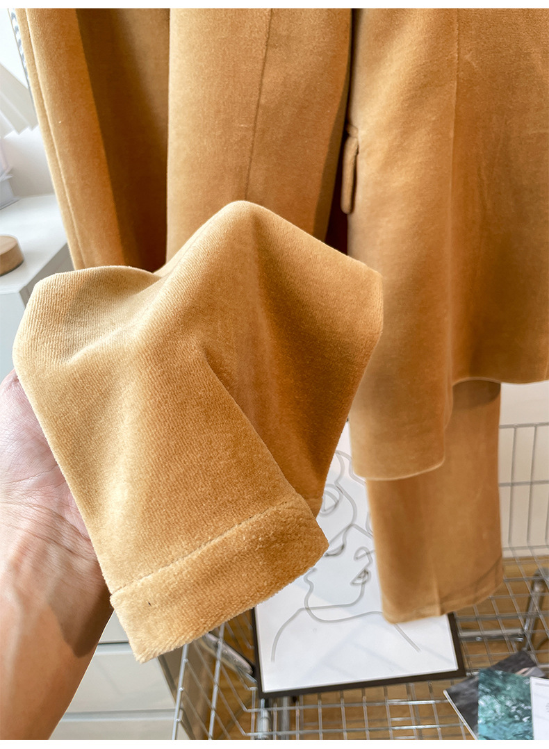 GraceChic 2025 Spring And Autumn New One-Button Set Irregular Lapel Simple Camel Suit Pants For Women_voghion.com