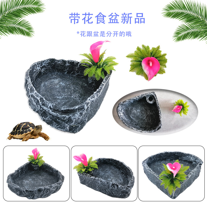 Suministros para reptiles, olla de alimentación para tortugas pequeñas, olla de agua pastoral de resina, serpiente araña, lagarto, tortuga, olla de alimentación para peces