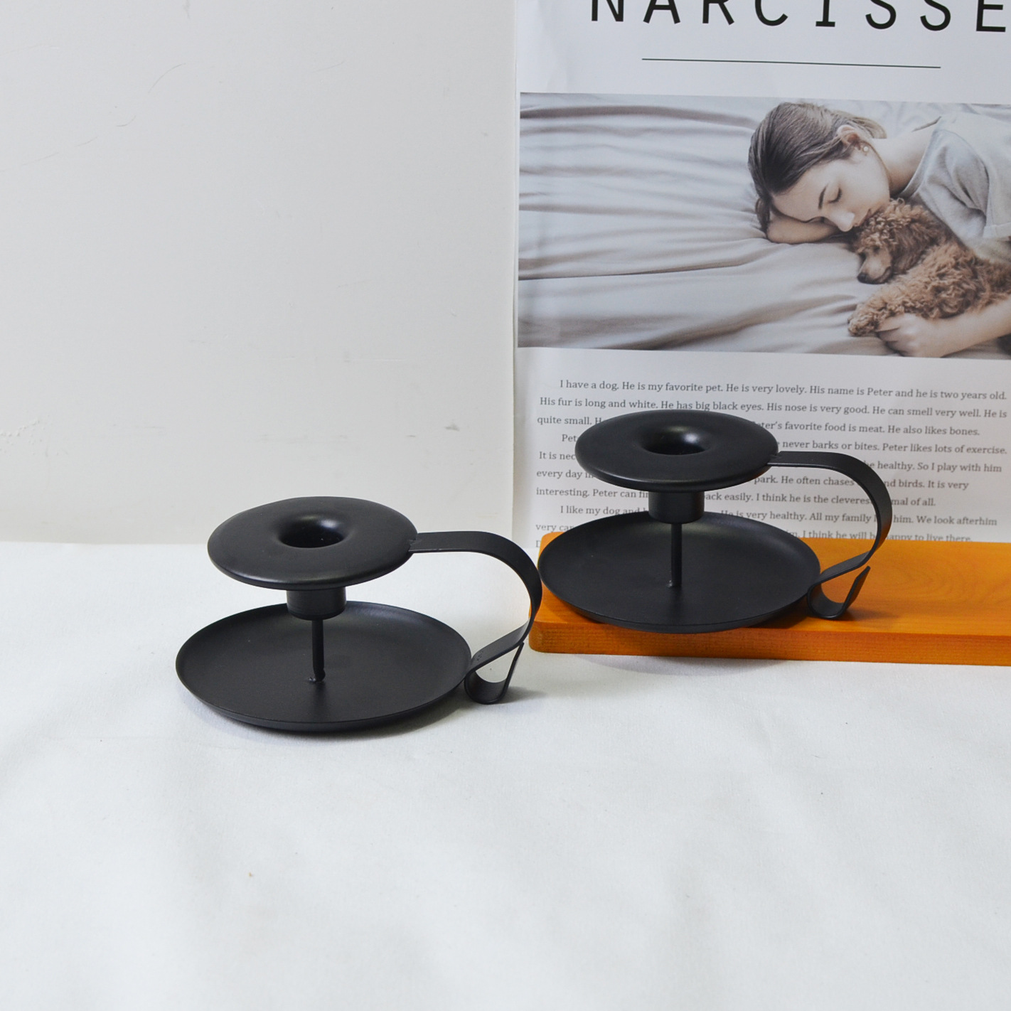 Retro estilo Europeo de mano Candelabro de la boda decoración taza de té titular de la vela de hierro negro candelabro artesanías fábrica al por mayor