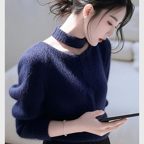 Women's Soft and Chewy Solid Color Sweatshirt with Xiang Fragrance, Winter Sluggish Style, Super High-Grade Base Layer Outerwear Knit Top