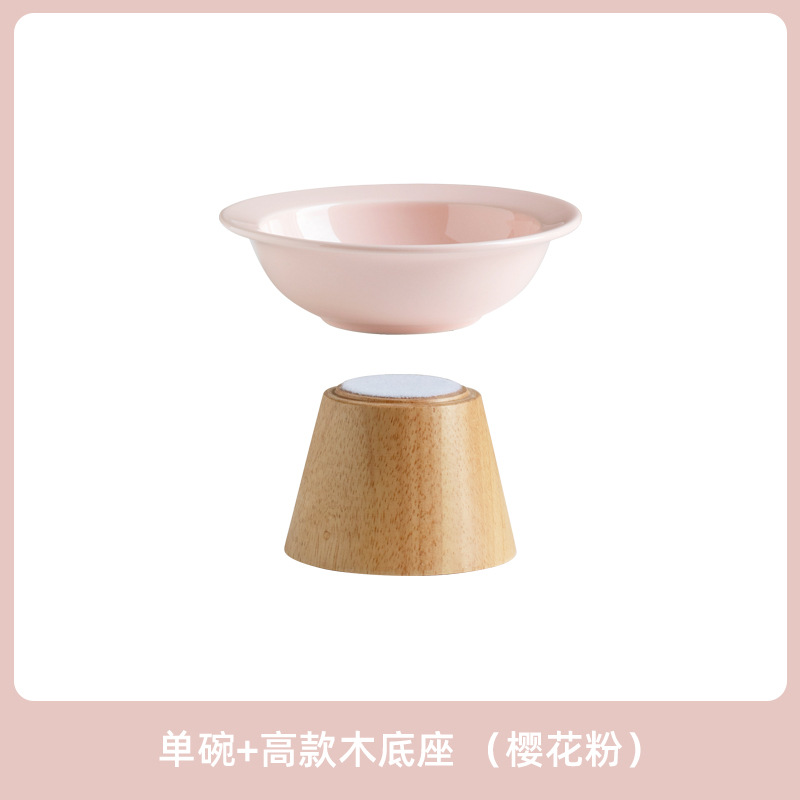 De cerámica de gran tamaño pequeño Cat Bowl Pet Bowl alto pie anti-golpe gato tazón de comida tazón de perro oblicua boca cuello protección beber sombrero de paja Tazón