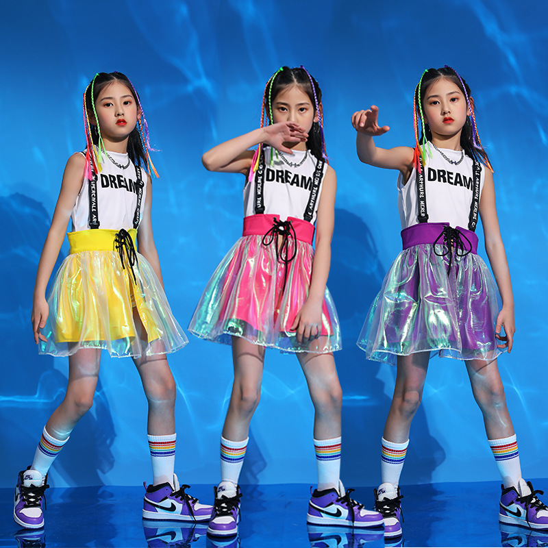 六一女童爵士舞服装嘻哈儿童走秀潮服模特时尚女孩啦啦队表演出服